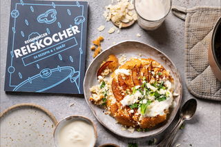 Digitaler Mini Reiskocher + Reishunger Kochbuch